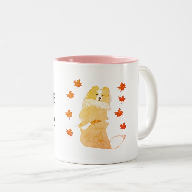 Taza Bicolor Collie Art < personalizado (Anverso derecho)
