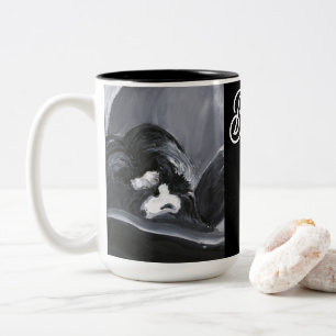 Taza Bicolor Collie de borde con pintura personalizada