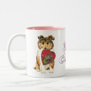 Taza Bicolor Collie Heart Mom