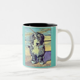Taza Bicolor Collie Puppy Mug.