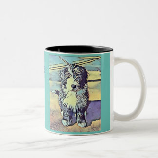 Taza Bicolor Collie Puppy Mug.