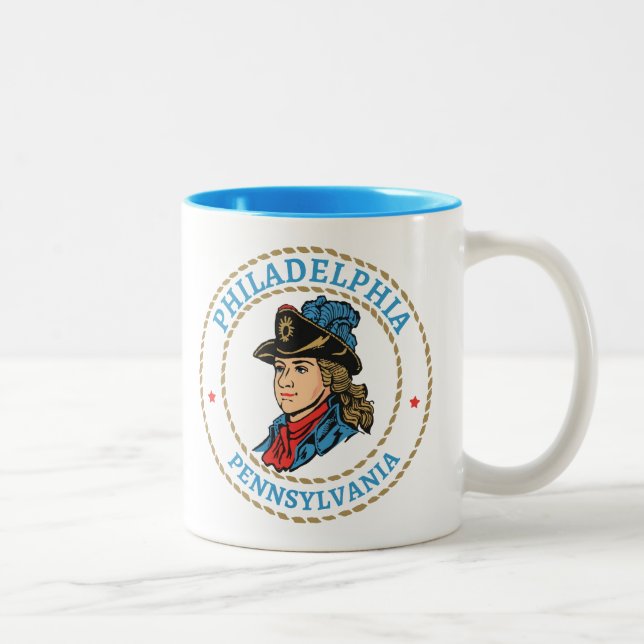 Taza Bicolor Colonial de Filadelfia Pennsylvania (Derecha)