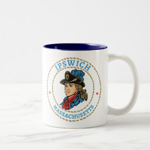 Taza Bicolor Colonial de Ipswich Massachusetts