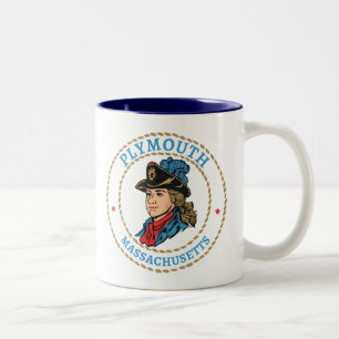 Taza Bicolor Colonial de Plymouth Massachusetts