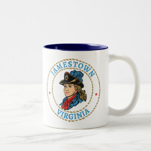 Taza Bicolor Colonial de Virginia Jamestown