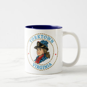 Taza Bicolor Colonial de Yorktown Virginia