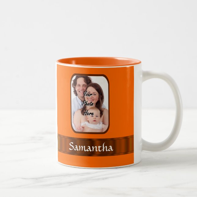 Taza Bicolor Color anaranjado personalizado (Derecha)