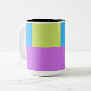 Taza Bicolor Color Blocks Green Purple Blue