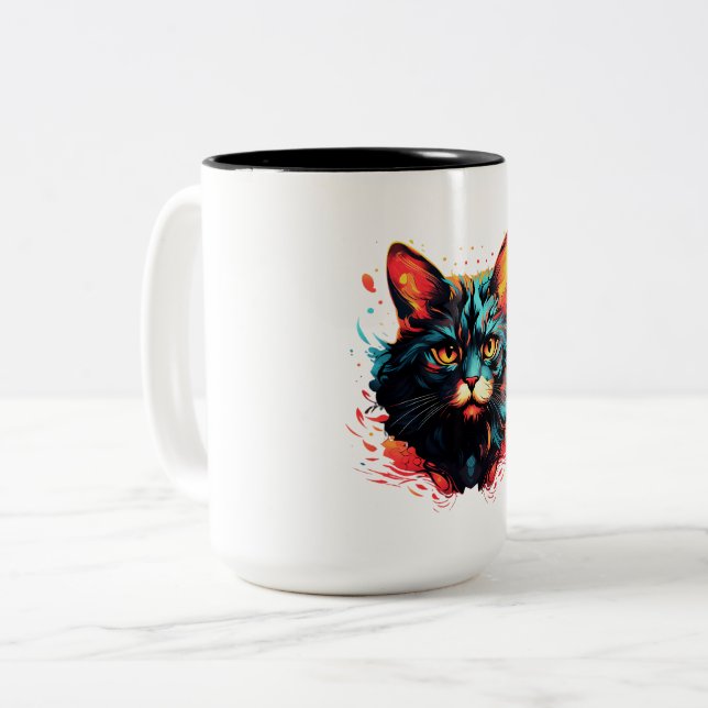 Taza Bicolor Color cat (Anverso izquierdo)