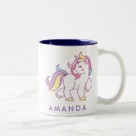 Taza Bicolor Color del pastel de unicornio mágico lindo Persona<br><div class="desc">Mug personalizada con un unicornio mágico cutáneo de color pastel sobre fondo blanco. Diseño divertido y estilizado para un chica que ama los unicornios y los ponis mágicos. Regalo monogramado por personalizado. Personalízalo añadiendo tu nombre o texto personalizado - Use el botón personalizar o el botón de edición. Diseño divertido...</div>