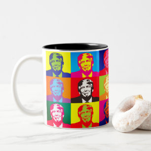Taza Bicolor Color Personalizado Feliz arte pop de Donald Trump