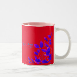 Taza Bicolor color púrpura rosa elegante patrón floral