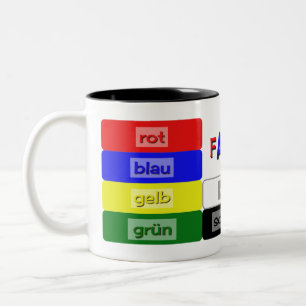Taza Bicolor colores alemanes que aprenden vocabulario