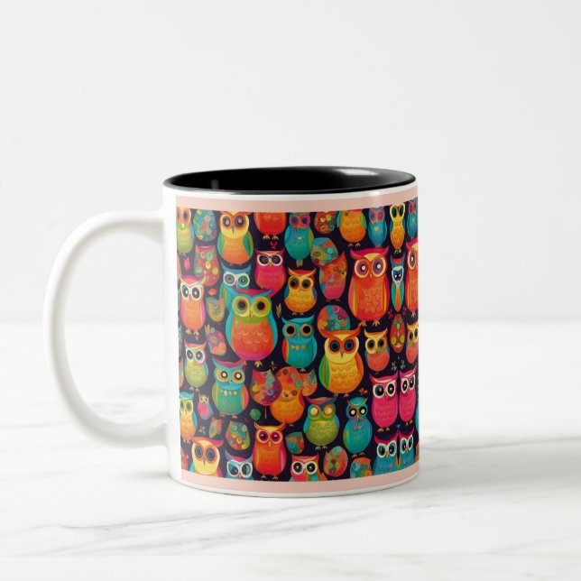 Taza Bicolor Colores brillantes de búho sabio (Izquierda)