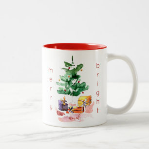 Taza Bicolor Colores de agua de árboles de navidad brillantes