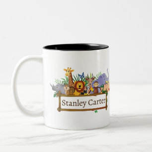 Taza Bicolor Colores de agua de selva para animales de Safari d