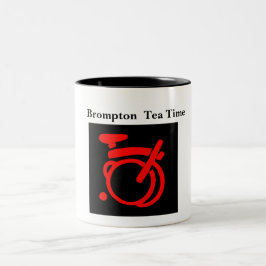 Taza Bicolor Colores de Brompton con el logotipo rojo