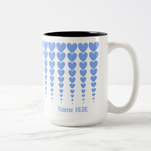 Taza Bicolor Colores de corazón azul, mejor profesor nunca pers