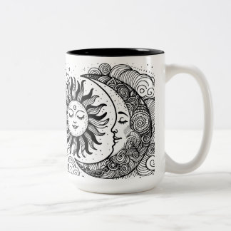 Taza Bicolor Colores Personalizados de luna de sol y estrellas 