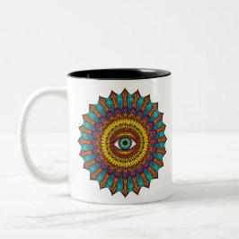 Taza Bicolor Colorful 90s Mandala Art -Trippy Third Eye Graphic