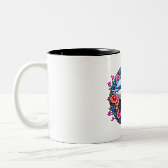 Taza Bicolor Colorful Dolphin Mandala Art (Izquierda)