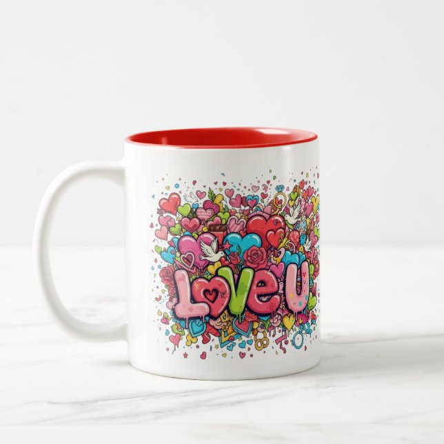 Taza Bicolor Colorful Graffiti Love U Mug (Izquierda)