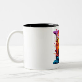 Taza Bicolor Colorful Liquid Letter "E" Mug – Vibrant 3D Paint 