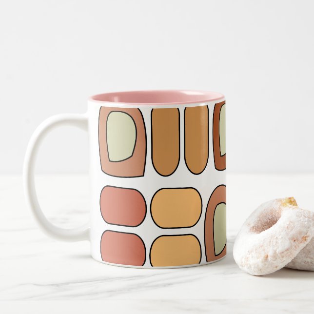 Taza Bicolor Colorful Mid Century Modern Geometric (Con donut)