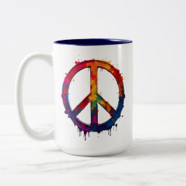 Taza Bicolor Colorful peace sign mug