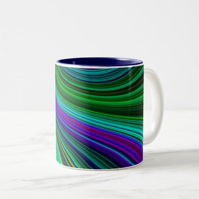 Taza Bicolor Colorful Psychedelic Lines Design Zweifarbige Tass (Anverso derecho)