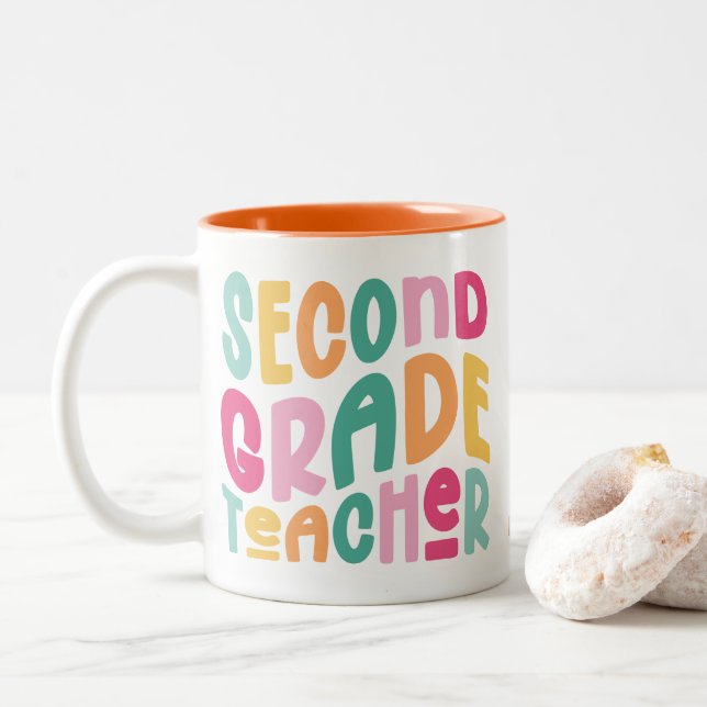 Taza Bicolor Colorful Second Grade Teacher  (Con donut)