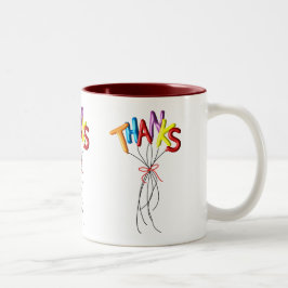 Taza Bicolor Colorful "Thanks" Spelled by Balloon Thank You Mug
