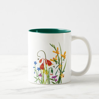 Taza Bicolor Colorida acuarela Flores salvajes verano