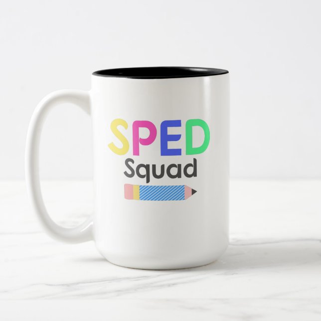 Taza Bicolor Colorida camiseta de educación especial, escuadrón (Izquierda)