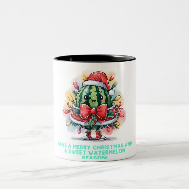 Taza Bicolor Colorida sandía árbol de Navidad (Centro)