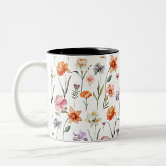 Taza Bicolor Colorido acuarela Flor silvestre Patrón floral