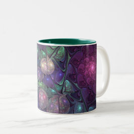 Taza Bicolor Colorido Glittering Moderno Resumen Arte Fractal
