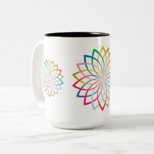 Taza Bicolor Colorido Mandala Rosette Mug de cerámica de dos to