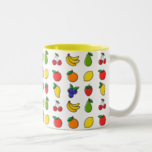 Taza Bicolor Colorido Patrón De Fruta Mixta De Dos Tones De Ca