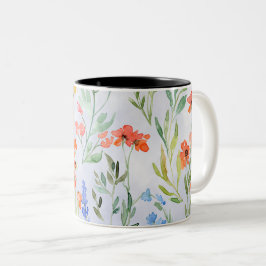 Taza Bicolor Colorido prado de flores silvestres de primavera