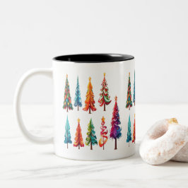 Taza Bicolor Coloridos árboles de Navidad