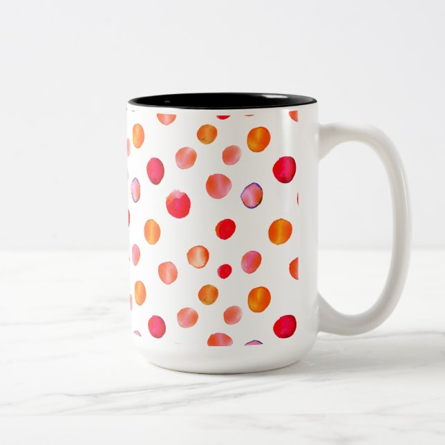 Taza Bicolor coloridos puntos de polka café Mug (Derecha)