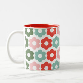 Taza Bicolor Coloridos y alegres Navidades retro Daisy Holiday 