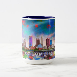 Taza Bicolor Columbus Ohio Abstract Skyline