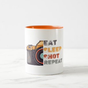 Taza Bicolor Coma la cosecha de disparo repetida vintage