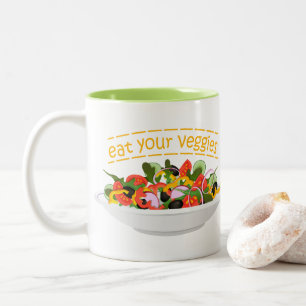 Taza Bicolor Coma tus verduras Cita cuenco de ensaladas frescas