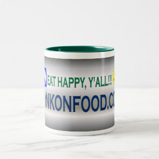 Taza Bicolor Cómale feliz--¡Taza de café de HankOnFood.com!