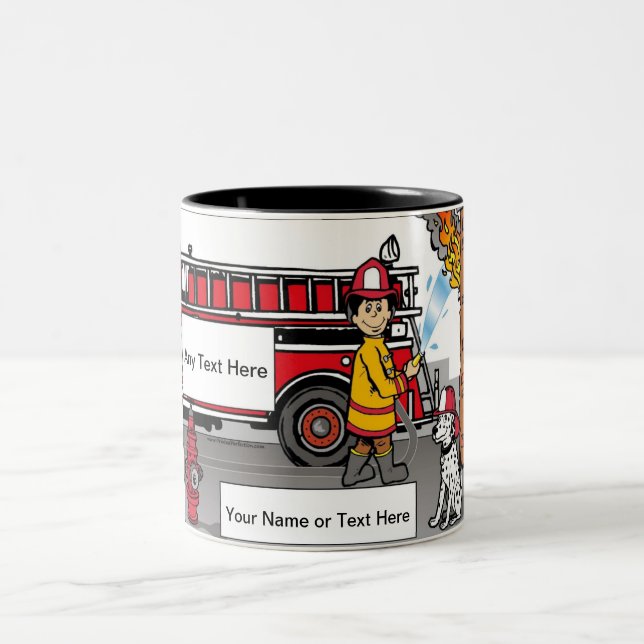 Taza Bicolor Combatiente de incendios personalizado - Personali (Centro)