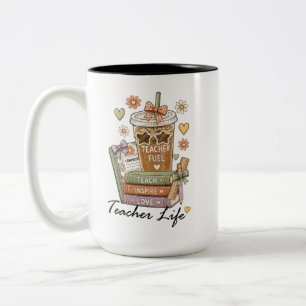 Taza Bicolor Combustible para Maestros Café Libros Vida de Maes