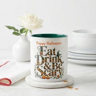 Taza Bicolor Come Bebe y Sé Espantoso Tipografía Moderna Hallow